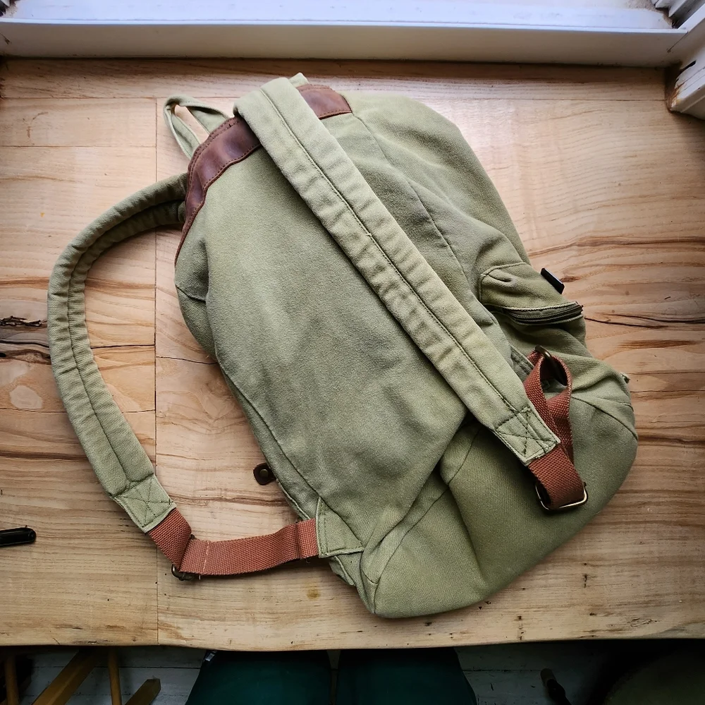 Green Canvas Backpack - Picture 2 of 9